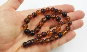 Islamic 33 beads Natural Amber prayer Tasbih Misbaha pressed 20.93gr B200 - Picture 1 of 6