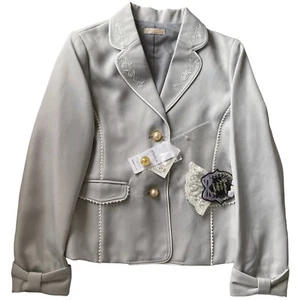 axes Femme for Kids Jacket with badge Gray Color Rose embroidery Ribbon accent - Picture 1 of 7