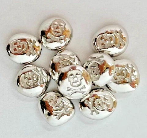 1 g PLATINUM 9995 Pirate Skull Bones hand poured bar one gram 1 BAR PER PURCHASE Cover