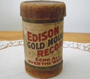 Vintage Edison Gold Moulded Record Canister Box Only Echo All Over the World ~ - Picture 1 of 10