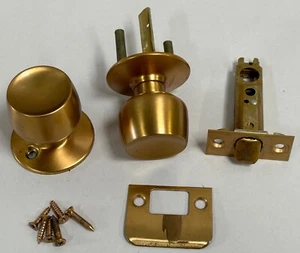 Vintage modern Eames Ära YALE Kupfer-Finish Durchgang nicht verriegelbar Türknauf Schlossset (F15) - Bild 1 von 13