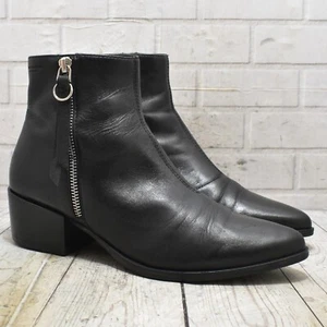 Womens Vagabond Black Leather Zip Up Mid Heel Ankle Boots UK 6 EUR 39 - Picture 1 of 7