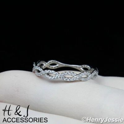 ANILLO MUJER PLATA ESTERLINA 925 CIRCONITA HELADA ONDA FORMA INFINITA PLATA TALLA 5-9*ASR145 Foto 1 de 4