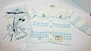 Vintage NWT 1960s 60s Julius Berger Baby Boy's Sweater Cardigan Size 12M Orlon - Picture 1 of 8