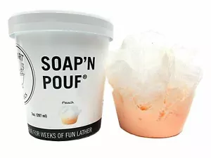 Garb2ART Soap'N Pouf Peach Scented Loofahs Handmade Soap w/ Bath Pouf Set - Picture 1 of 4