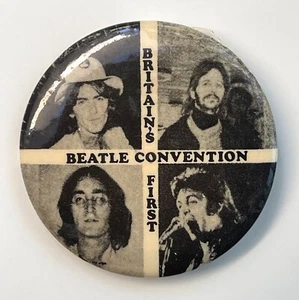 Vintage 1980 BRITAIN'S FIRST BEATLES CONVENTION pin 2.25" button badge - Picture 1 of 2