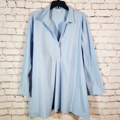 Túnica Jill Bebé Azul Popover Cuarto A Presión Bolsillos Elásticos Abertura Lateral Talla XL Foto 1 de 4