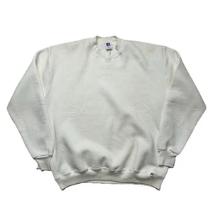 Vintage Russell Athletic Crewneck Sweatshirt Made in USA White Pullover Sz XL - Picture 1 of 4