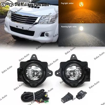 LED Amber Front Fog Lamp w/ White DRL Light For Toyota Hilux VIGO MK7 2012-2016 - Image 1 of 4