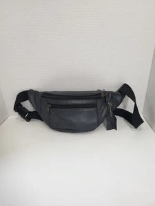 Marsupio grande in pelle nera multi 3 tasche con cerniera marsupio - Foto 1 di 11