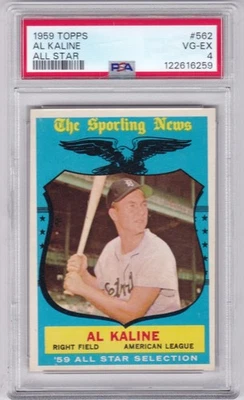 Tarjeta de béisbol PD: 1959 Topps #562 Al Kaline AS Detroit Tigers - PSA 4 Foto 1 de 2