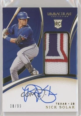 2020 Panini Immaculate 8/99 Nick Solak #107 RPA Rookie Patch Auto RC - Image 1 of 3