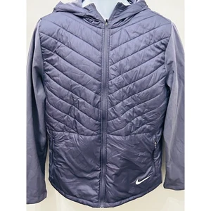 Nike Aerolayer Jacket Running Hooded Full Zip Puffer Gray Men's Medium - Picture 1 of 7