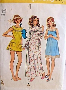 Camicia da notte pigiama donna vintage anni 70 modello cucito Misses taglia 8 10 small - Foto 1 di 1