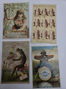 c1880's Trade Card Sapolio Clarks Decker Pianos, Hoyts 4 cartas - Imagen 1 de 11