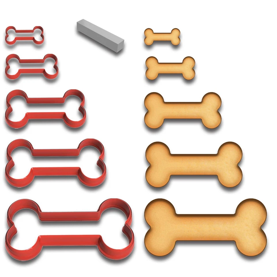 Dog Bone Cookie Cutter Set - 5 Sizes (1" to 4"), Perfect for Pet Treats & Baking - Image 1 of 3