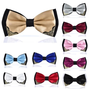 MEN Tuxedo 2-Colour Bow Tie Formal Party Wedding Pre-tied Bowtie Mens Necktie - Picture 1 of 21
