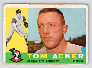 1960 Topps Card, #274 Tom Acker, Kansas City Athletics