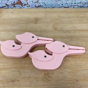 Vintage Pink Ducky Sheet and Blanket Fasteners Baby Crib Set Of 2 - Picture 1 of 5