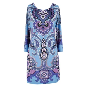 INC Sz S Light Blue Multi Boho Print Polyester Spandex Dress - Picture 1 of 3
