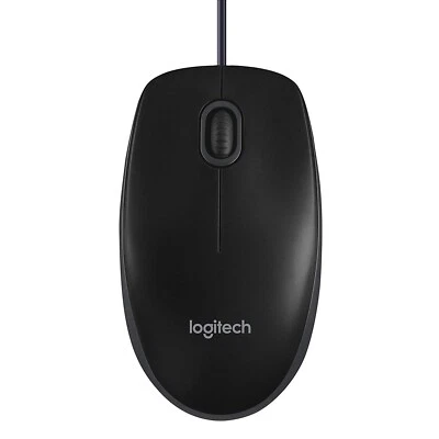 Logitech B100 Wired USB Optical Mouse - 1000dpi, 3-Button, Ambidextrous, Black - Image 1 of 4