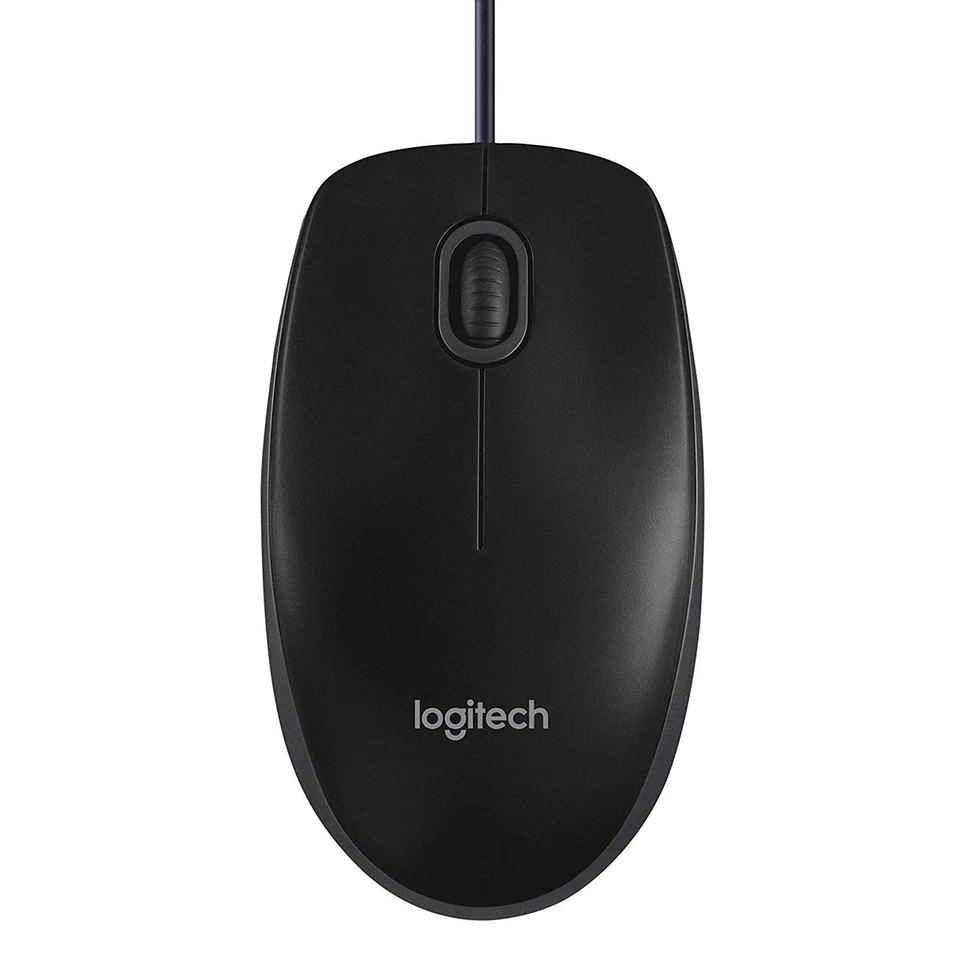 Logitech B100 Wired USB Optical Mouse - 1000dpi, 3-Button, Ambidextrous, Black - Image 1 of 4