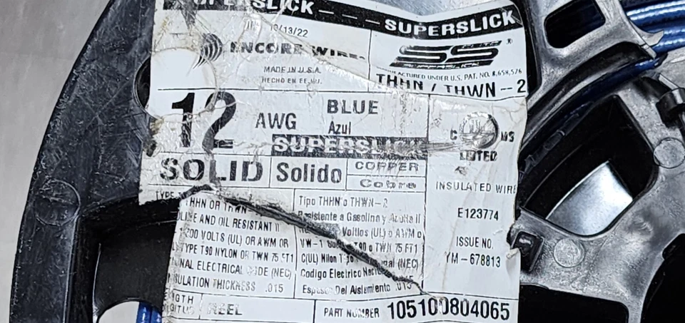 Encore Wire #12awg Solid THHN/THWN-2/MTW/T90 Building Wire Cable Blue /100ft - Image 1 of 4
