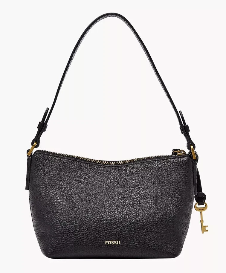 Fossil Julianna Mini Hobo Shoulder Bag Black Leather Purse SHB3076001