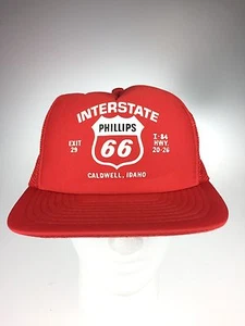 Vintage Phillips 66 Caldwell Idaho Gast Station Trucker Snapback Hat Cap Mesh - Picture 1 of 5