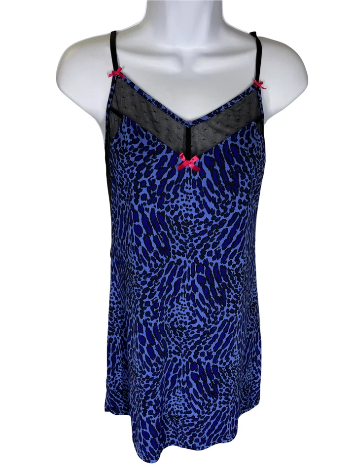 Mini camisón Betsey Johnson azul negro estampado animal para mujer talla mediana” Foto 1 de 4