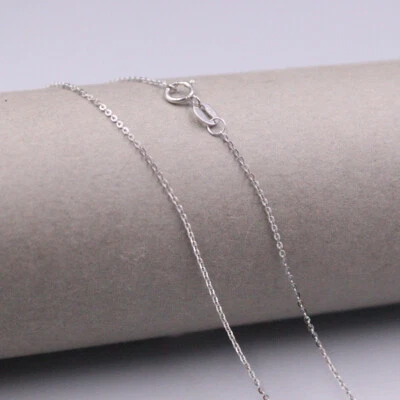 Pure 18K White Gold Chain Women Lucky 1mm O Link Necklace 1-1.2g 17.9inch - Image 1 of 4