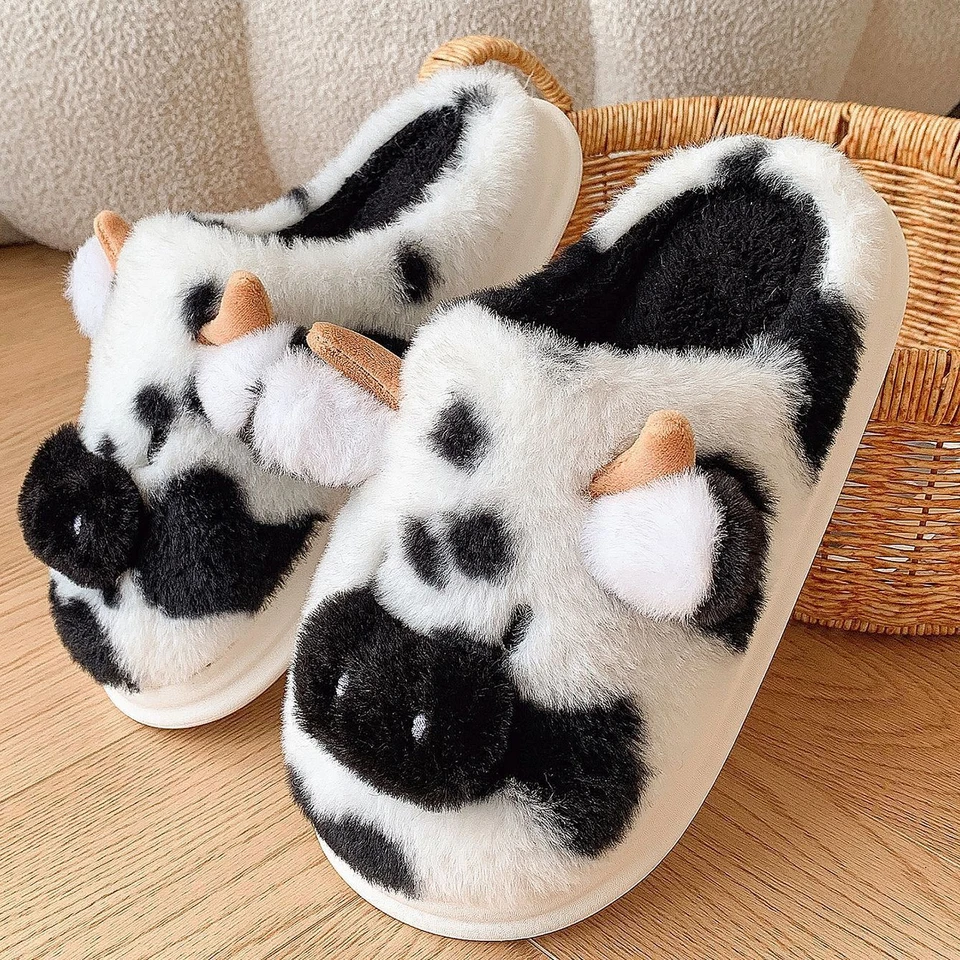 Cow Plush Slippers - Image 1 of 4