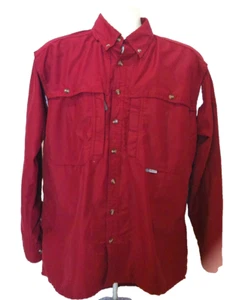 Drake Small Burgundy Red Button Up Fishing Shirt - Picture 1 of 9