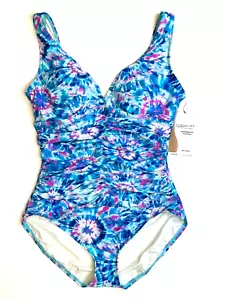 NWT Contours by COCO REEF Swimsuit 10 34D Shapemaker Swimwear Tie-Dye Print - Picture 1 of 11