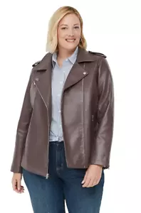 Lane Bryant~Nuevo Con Etiquetas~Chaqueta Moto Cuero Sintético~Talla Grande 22-24W (2-2X) - Imagen 1 de 5