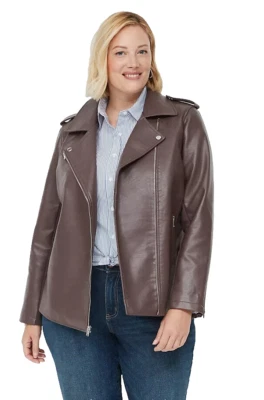 Lane Bryant~New With Tags~Faux-Leather Moto Jacket~Plus Size 26-28W(3-3X) - Image 1 of 4