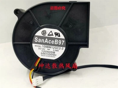 1 PCS  SANYO Fan 109BM12GC2-3  DC12V 0.68A 9733 9CM 3-Pin Turbo-blower Fan - Image 1 of 3