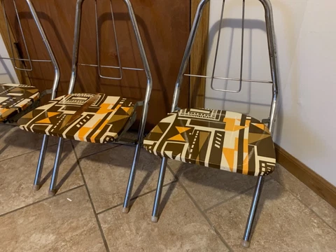 Set of 4 Vintage Mid Century Children’s Kids Child’s Folding Chrome Play Chairs Cover