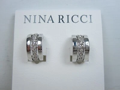Pendientes de clip chapados en rodio Nina Ricci con cristales de Swarovski - 3861 Foto 1 de 3