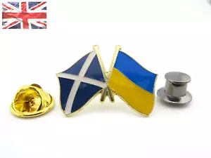 SCOTLAND & UKRAINE Friendship Flag Metal Pin Badge +UPGRADED PIN BACK UK Stock - Picture 1 of 6