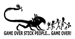 Figura de palo Family Aliens Game Over Calcomanía #1 4"x8.5"" Elige el color - Imagen 1 de 2