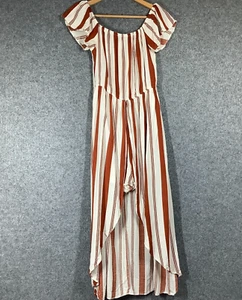 Primark Brown & White Striped Off-The-Shoulder Playsuit - Size 12 - Picture 1 of 9