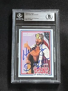 “HACKSAW” JIM DUGGAN 1989 MARKET-SCENE WWF SUPER STARS SIGNED CARD BAS AUTHENTIC - Picture 1 of 2