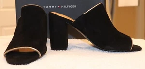 Ladies Tommy Hilfiger Black Suede "TW Sayna" Open Toe Heels size 6M - Picture 1 of 11
