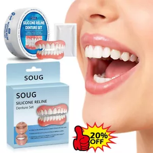 Kit de relineado de dentadura de silicona dientes instantáneos suaves para hombres y mujeres - Imagen 1 de 19