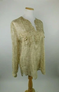 Camicetta Danielle Diane von Furstenberg 10 oro metallizzato Sheer Roll Tab - $298 - Foto 1 di 8