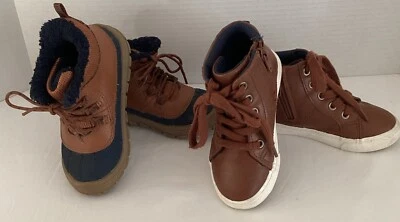 Cat & Jack Botas para Niños Pequeños Tenis/Gloria Desteñida Talla 8 Zapatos Parte Superior Alta Marrón 2 Pares Foto 1 de 4