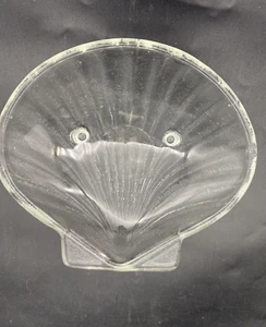 Vintage Shell  Glass Dish  Footed Candy Nut Soap Bowl  Clear Dish - Picture 1 of 7