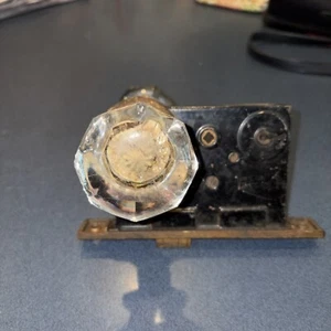 Antique Exterior Brass & Glass Door Knobs (2 1/2”) W/ Deadbolt Working Condition - Picture 1 of 4
