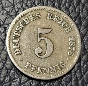 1876 Germany 5 Pfennig Coin - Picture 1 of 2